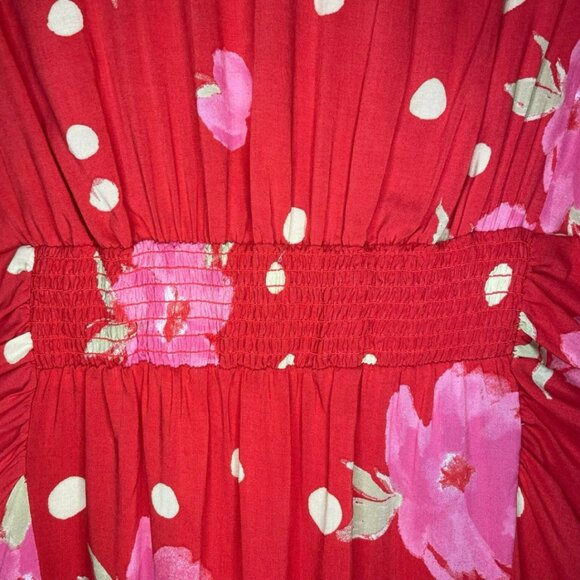NWT Free People Date Night Mini Dress Strawberry Combo Red Floral Polka Dot Med - Picture 5 of 16